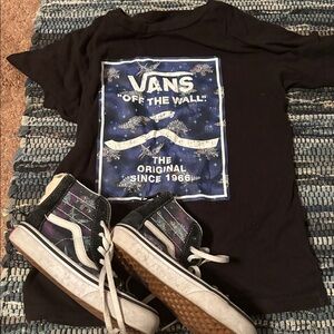 Vans Black Graphic Tee and High-Top Sneakers